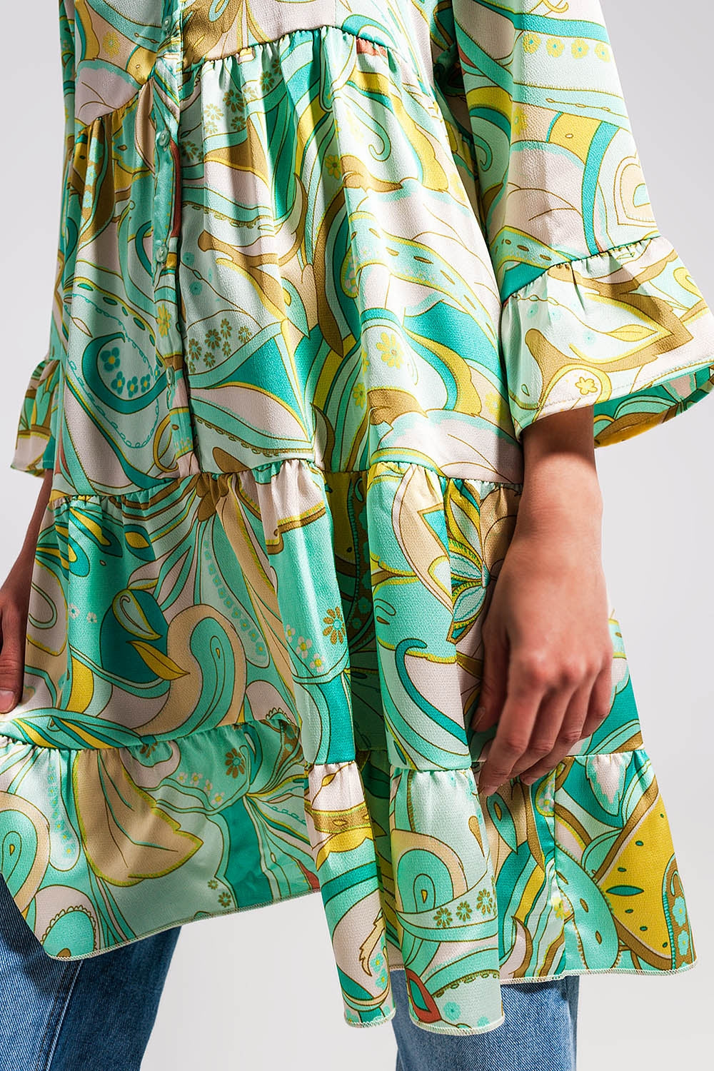Robe à manches trois quarts Vert