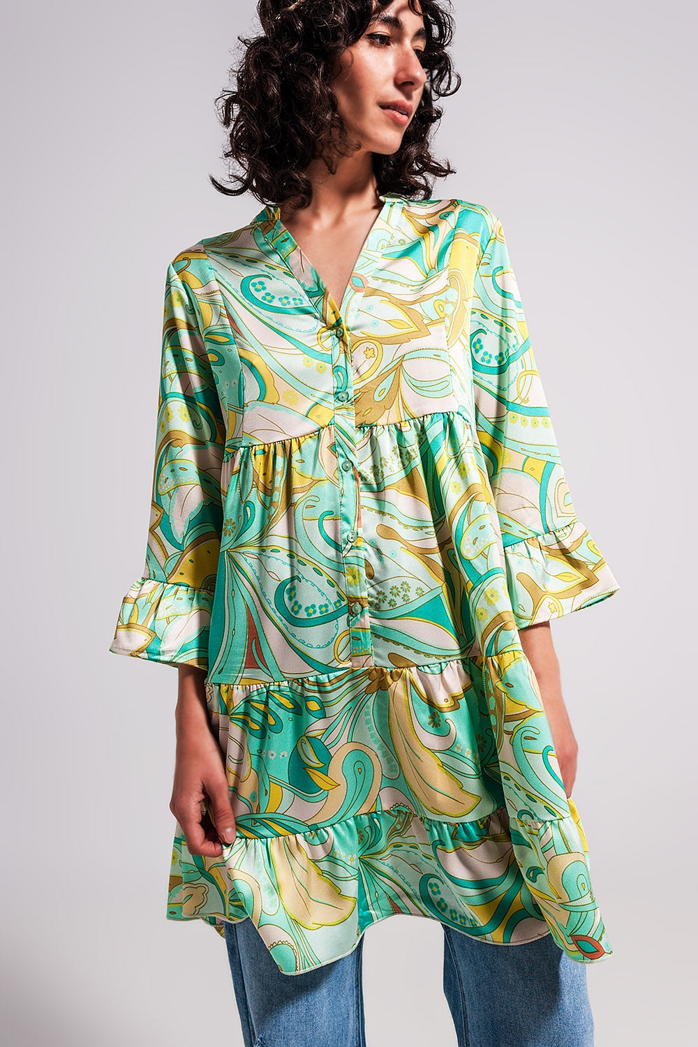 Robe à manches trois quarts Vert