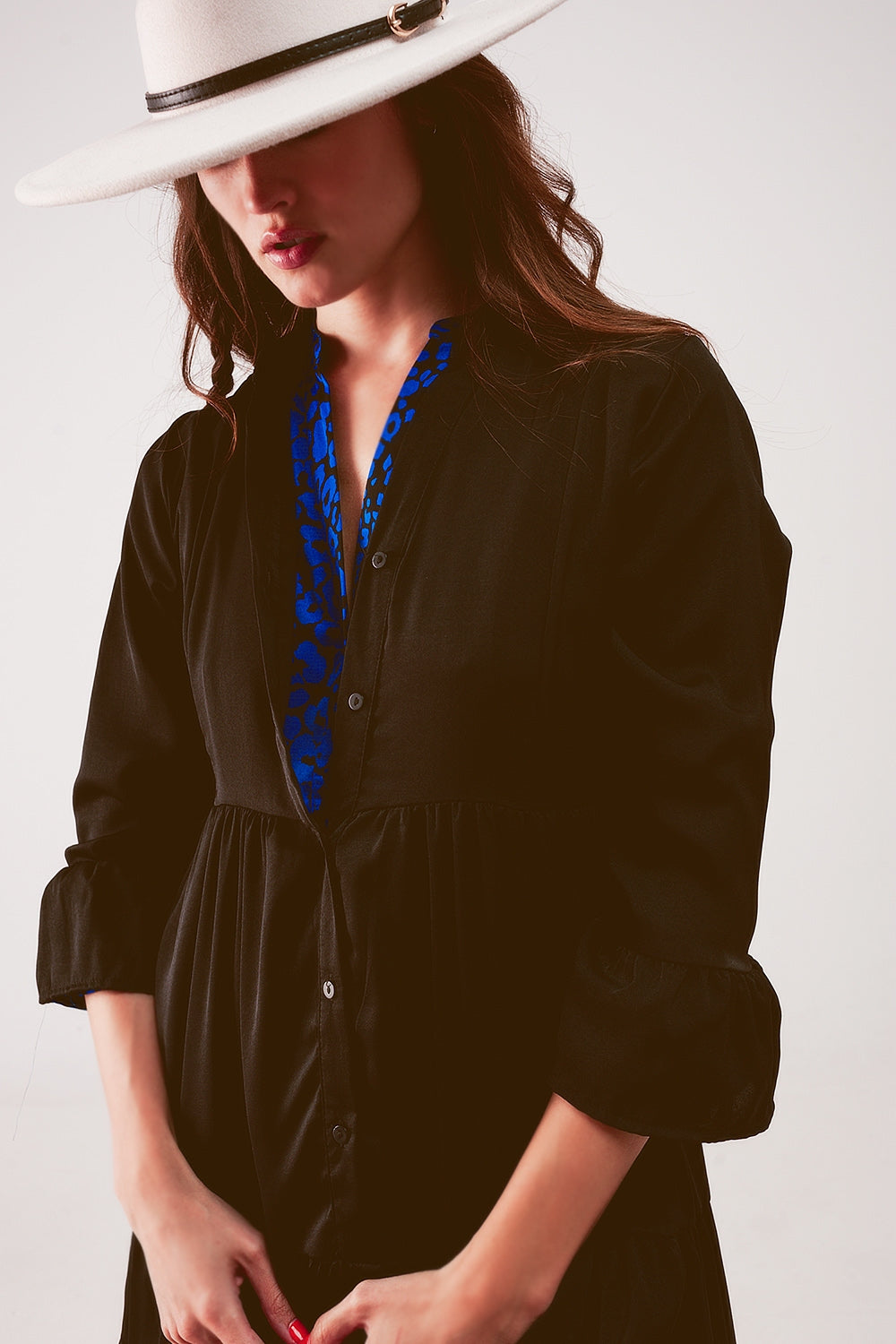 Robe babydoll courte à volants superposés noire