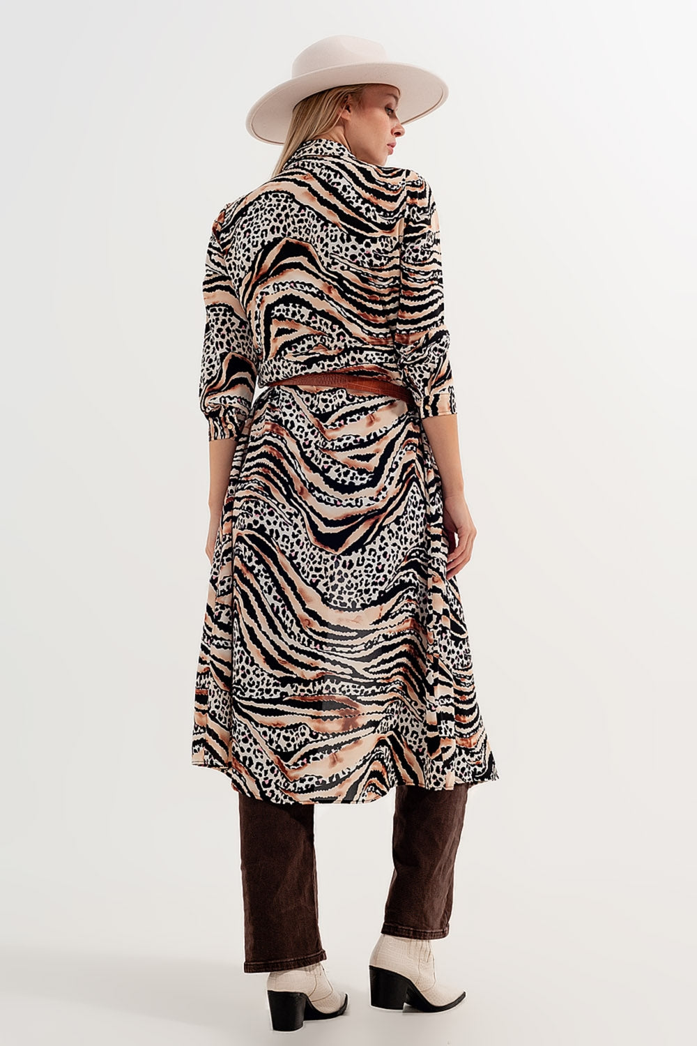 Robe chemise à imprimé animal Naturel