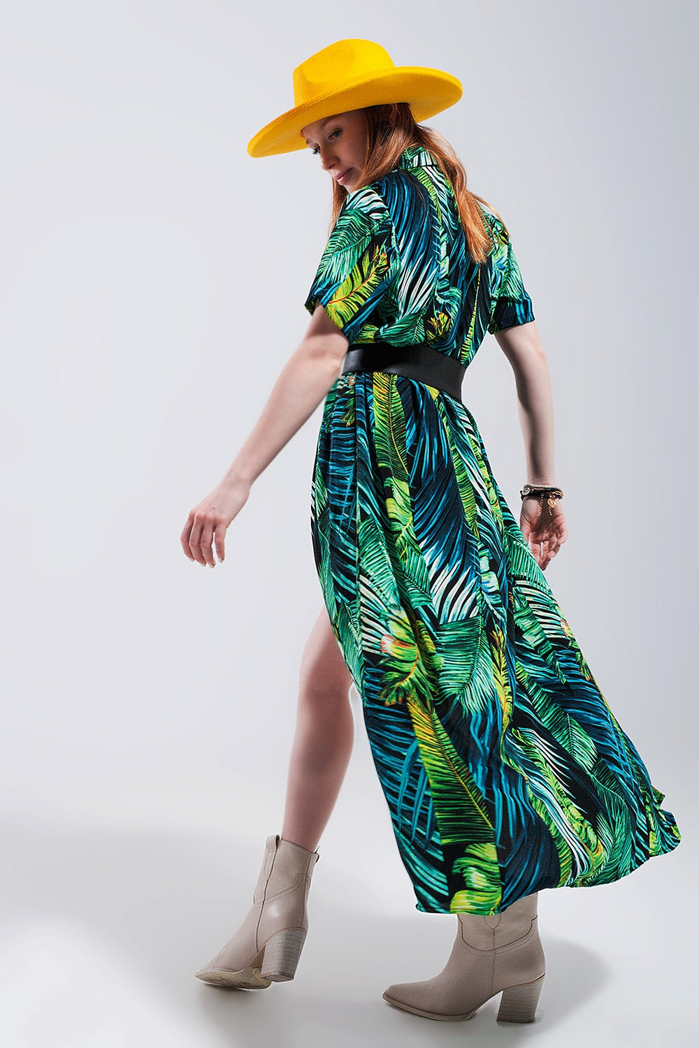 Robe chemise longue Imprimé tropical