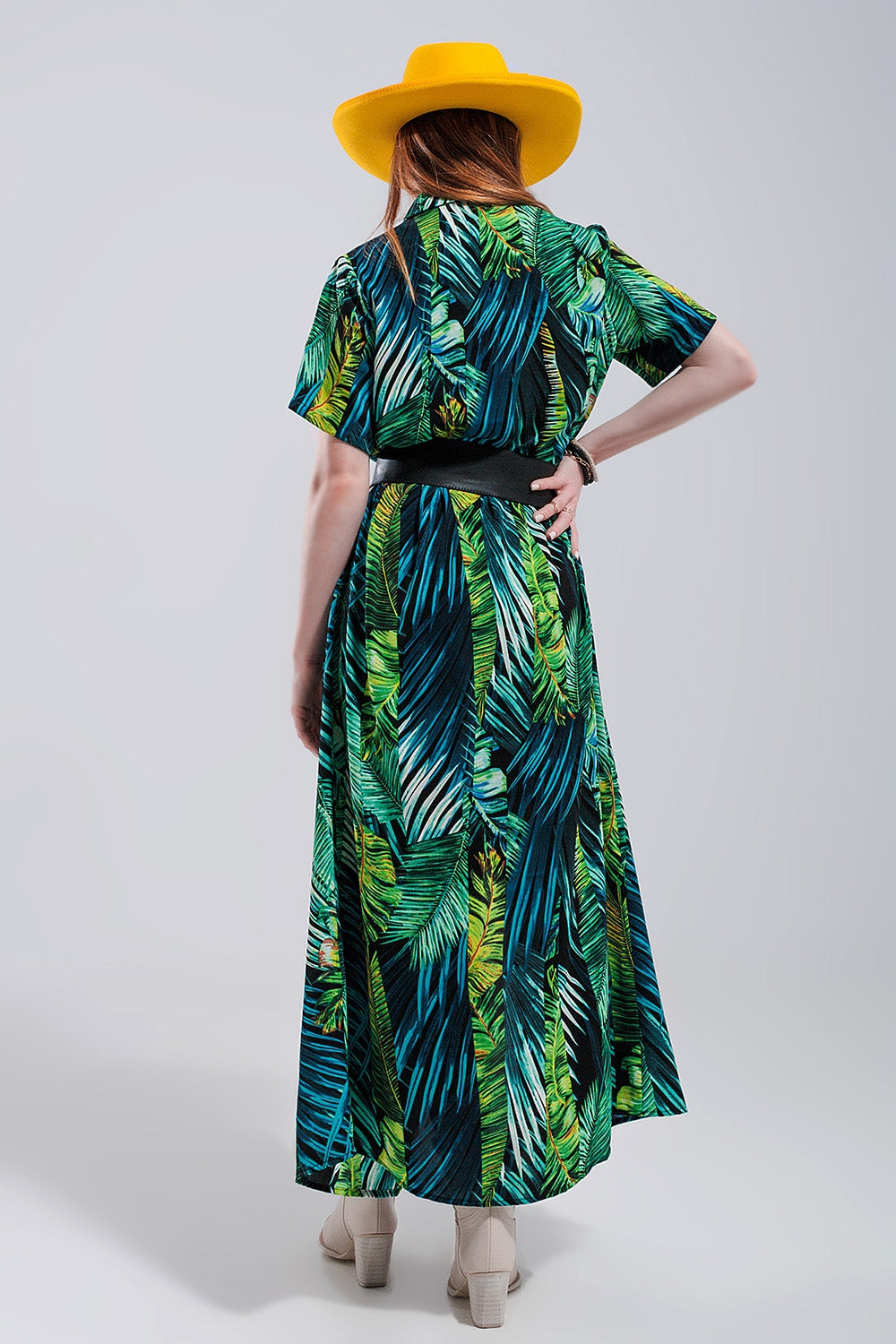 Robe chemise longue Imprimé tropical