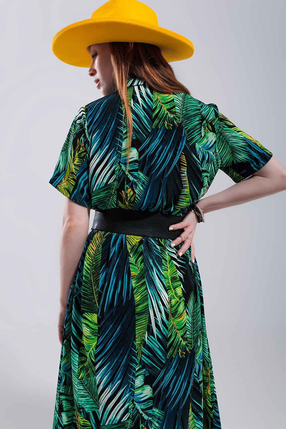 Robe chemise longue Imprimé tropical