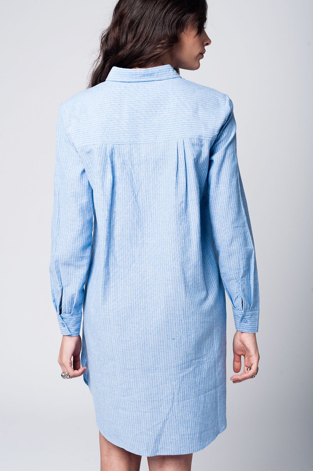 Robe chemise rayée bleue