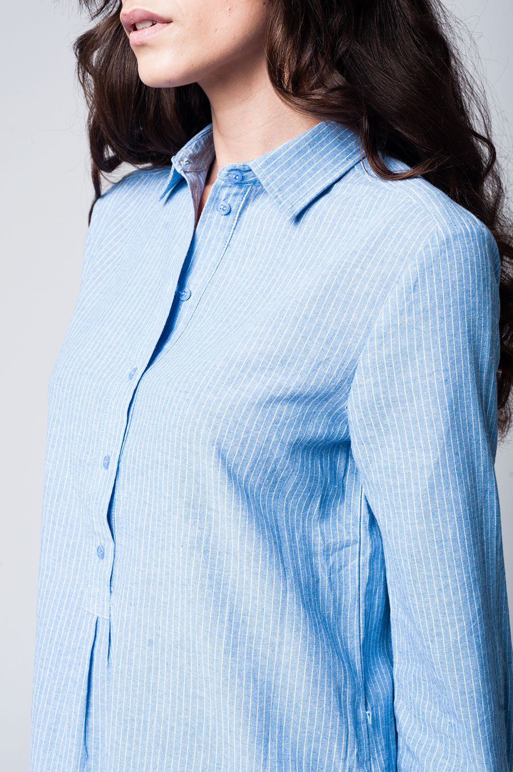 Robe chemise rayée bleue