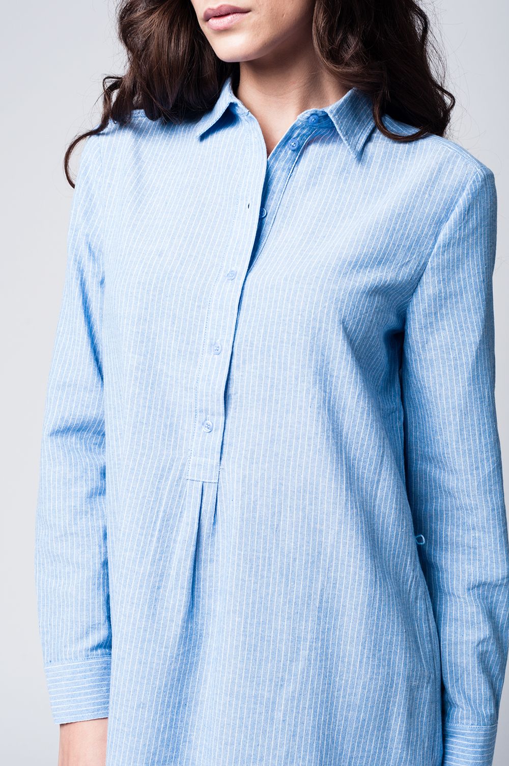 Robe chemise rayée bleue
