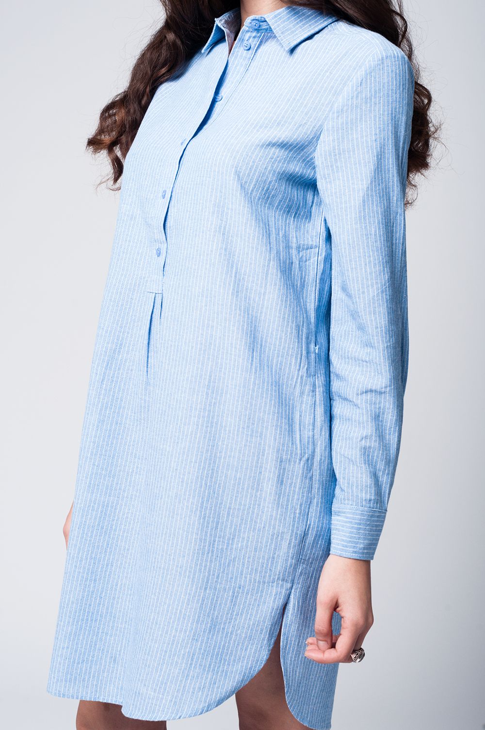 Robe chemise rayée bleue