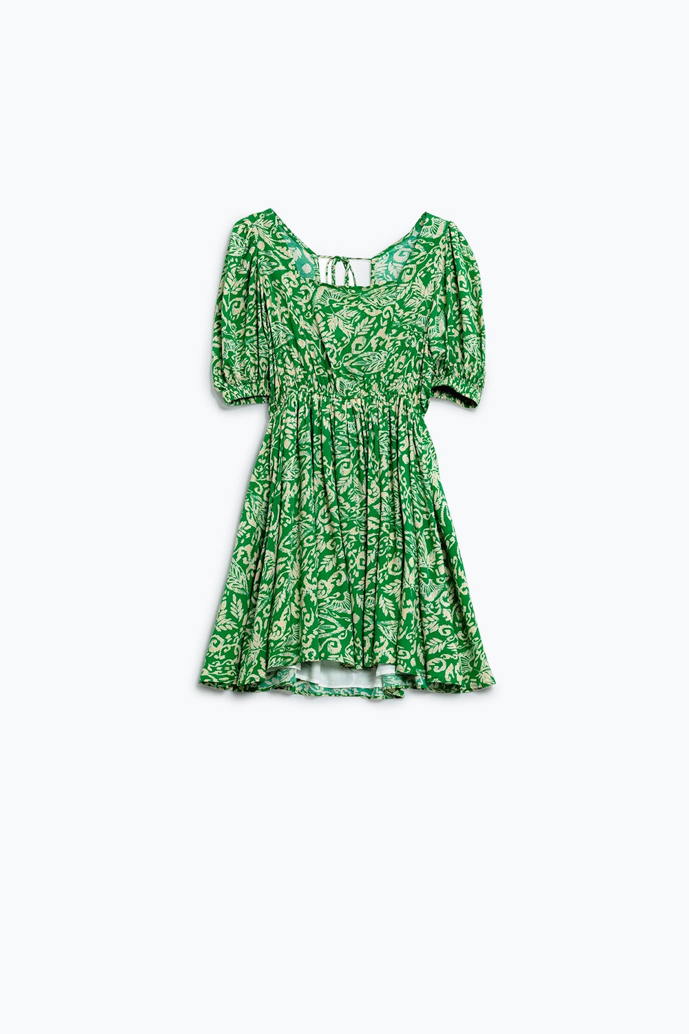 robe courte à imprimé floral avec dos froncé en vert