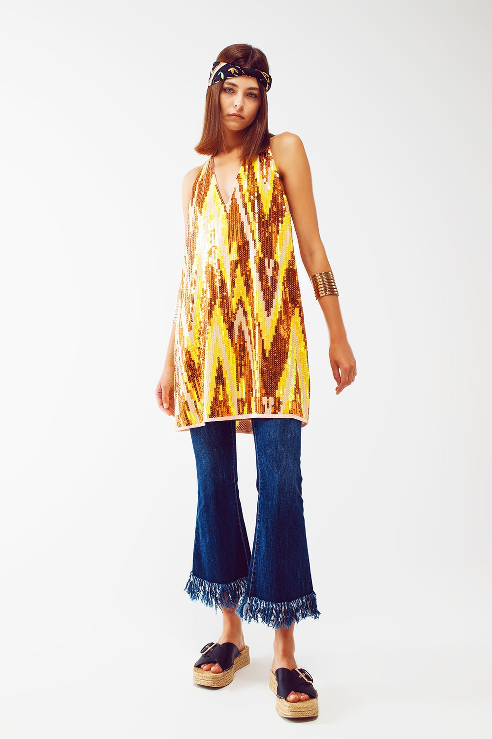 Robe courte de soirée avec paillettes