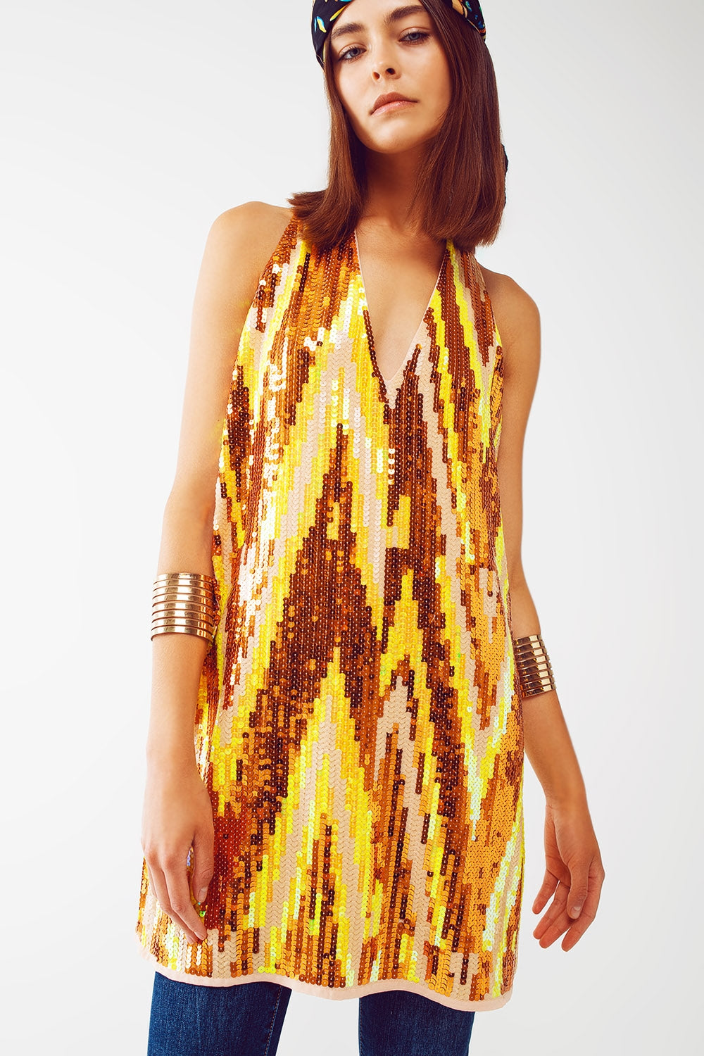 Robe courte de soirée avec paillettes