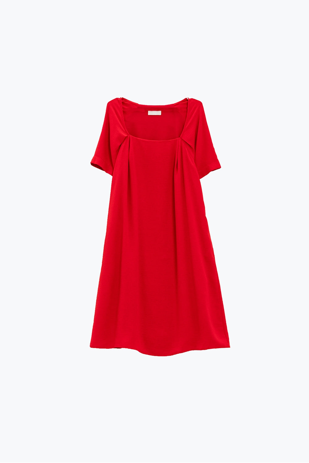 Robe courte décontractée à encolure carrée et manches courtes en rouge