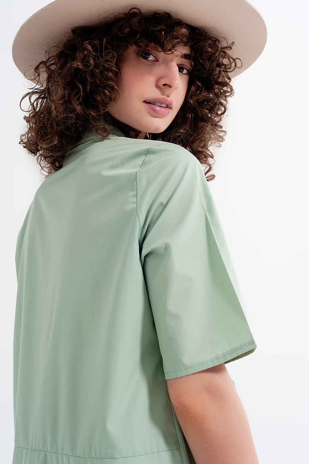 Robe courte taille empire verte