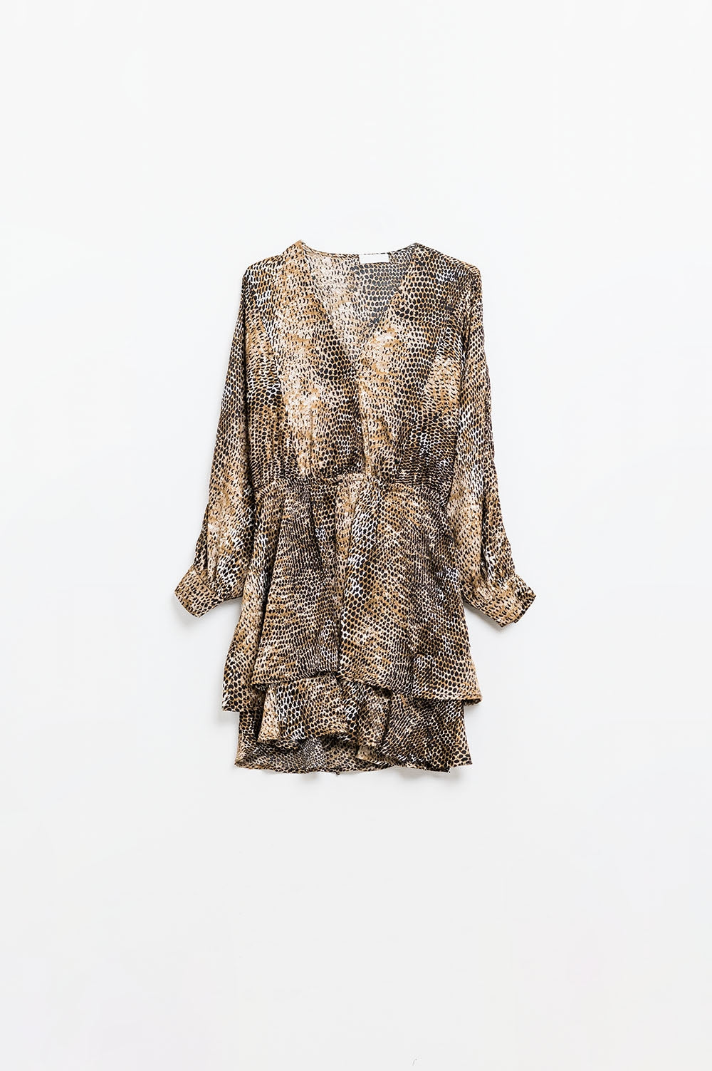 robe en mousseline de soie à imprimé léopard marron