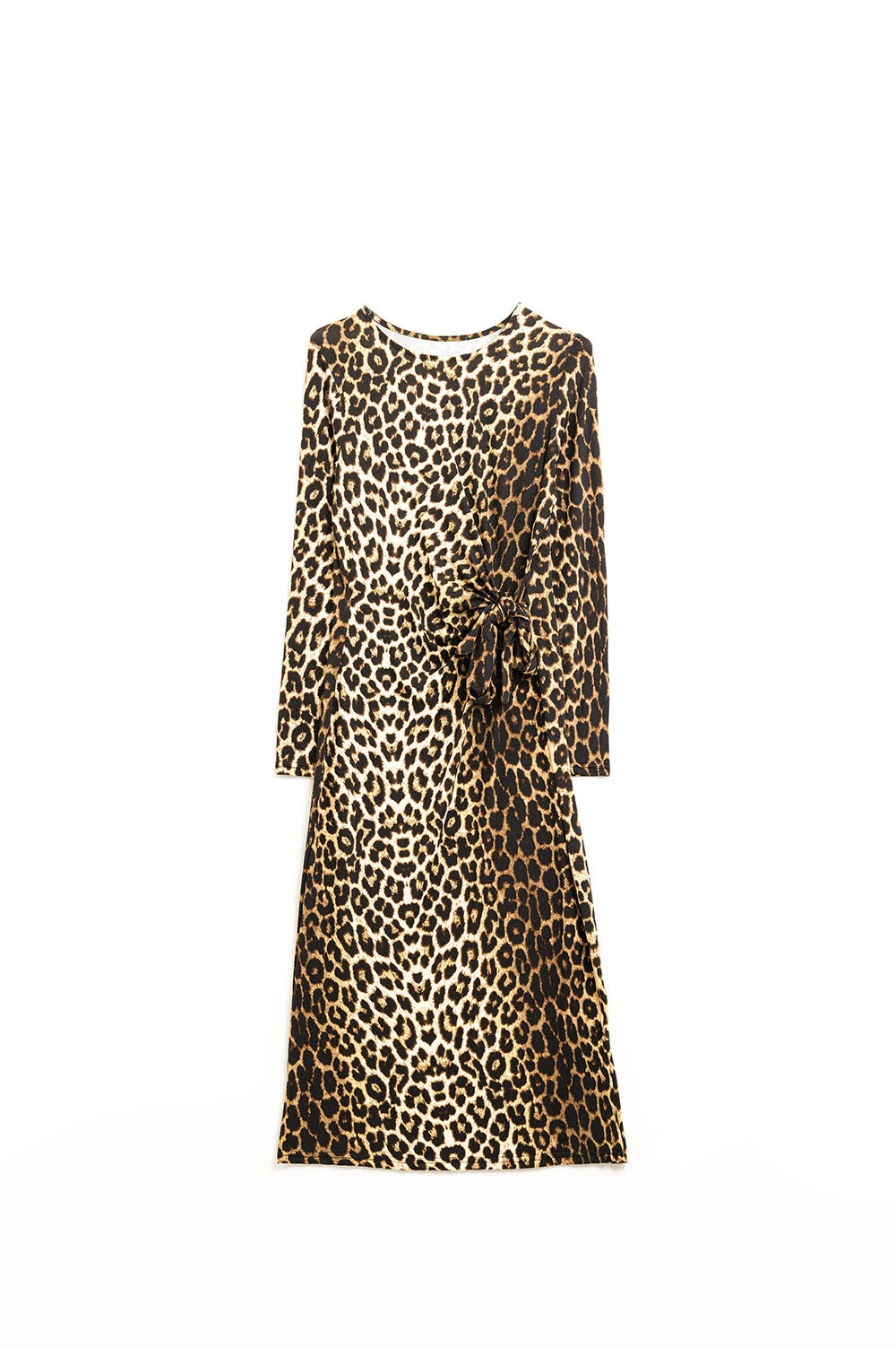 Robe en Spandex à imprimé léopard avec noeud