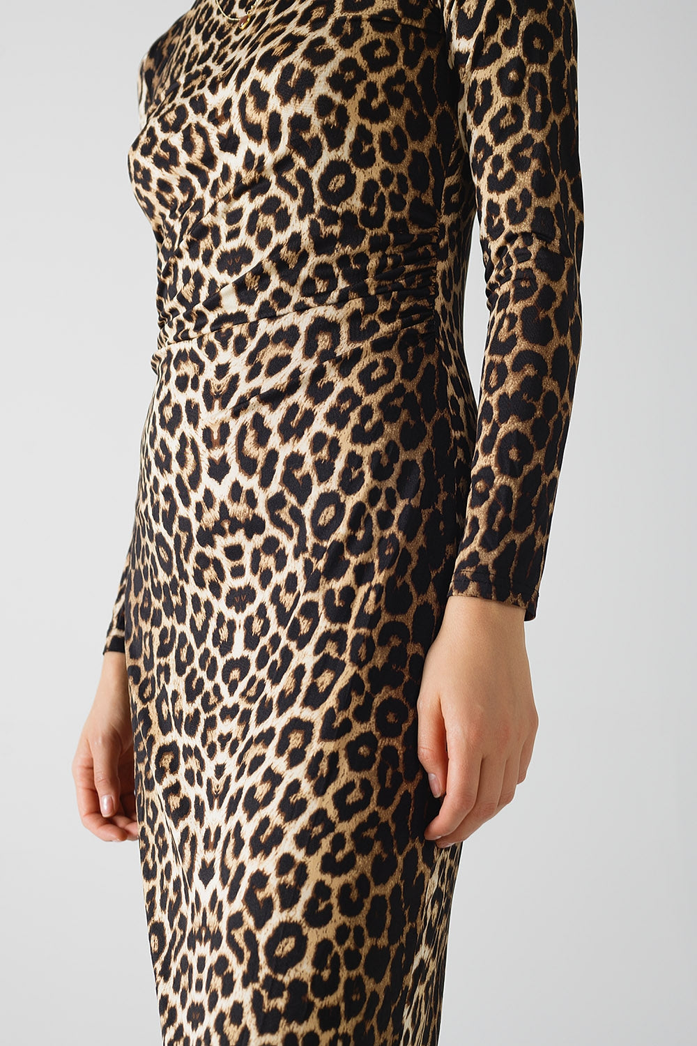 Robe en Spandex imprimé léopard avec plis à la taille