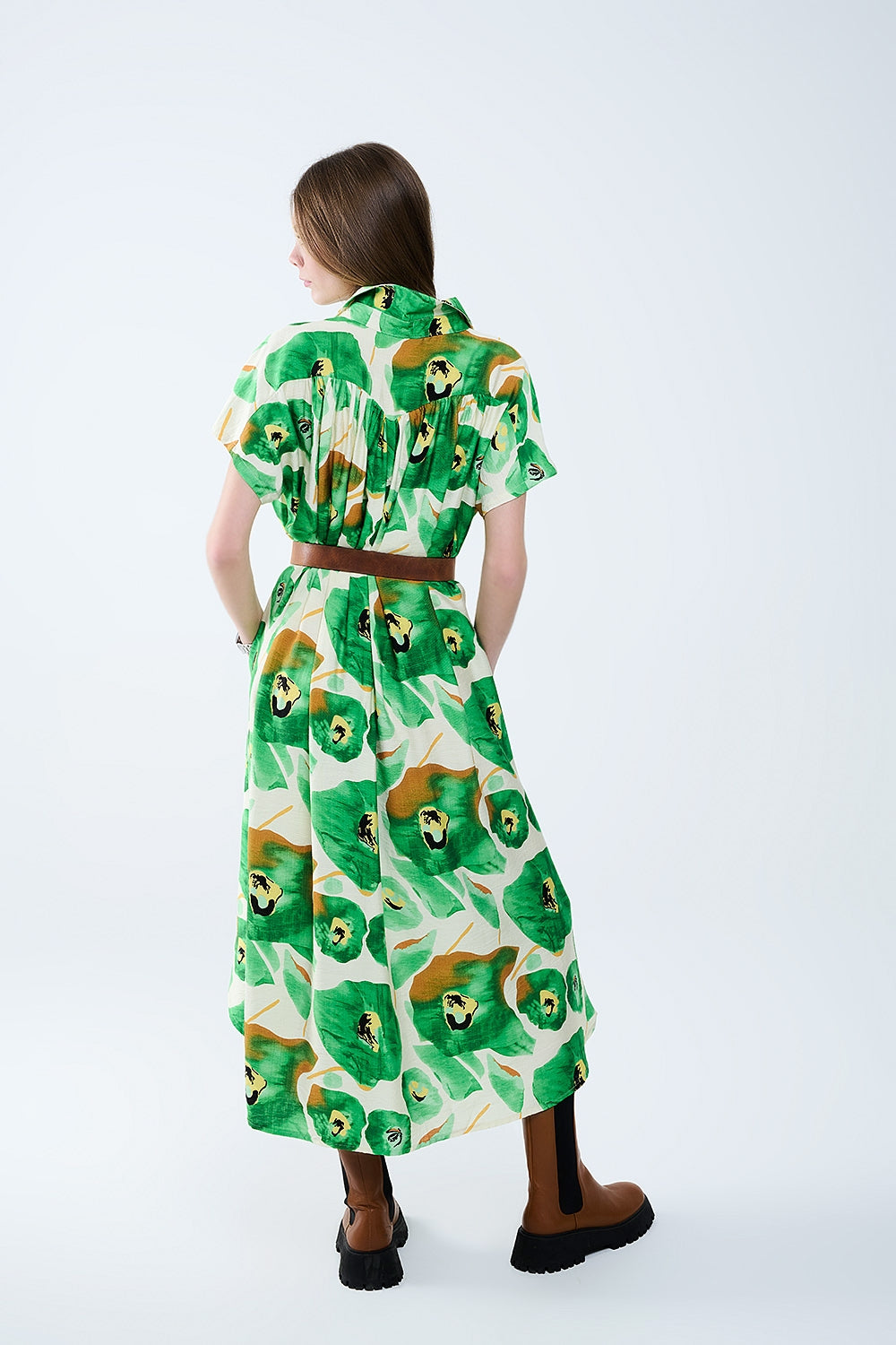 Robe florale Bliss dans des tons verts et chauds