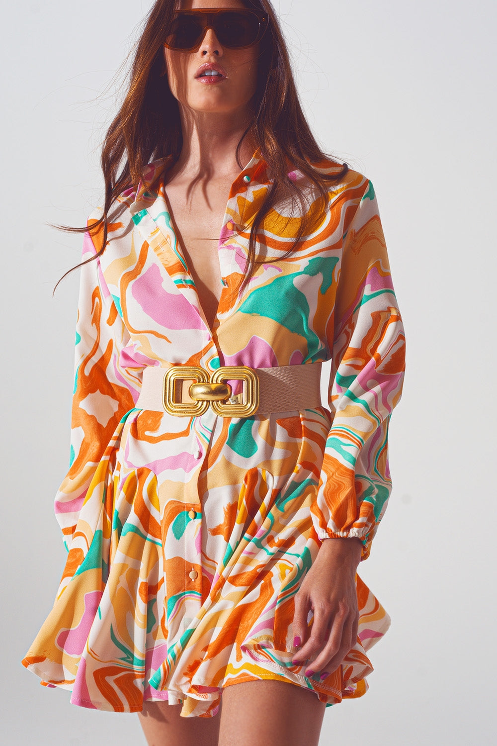 Robe imprimée psychédélique en multicolore