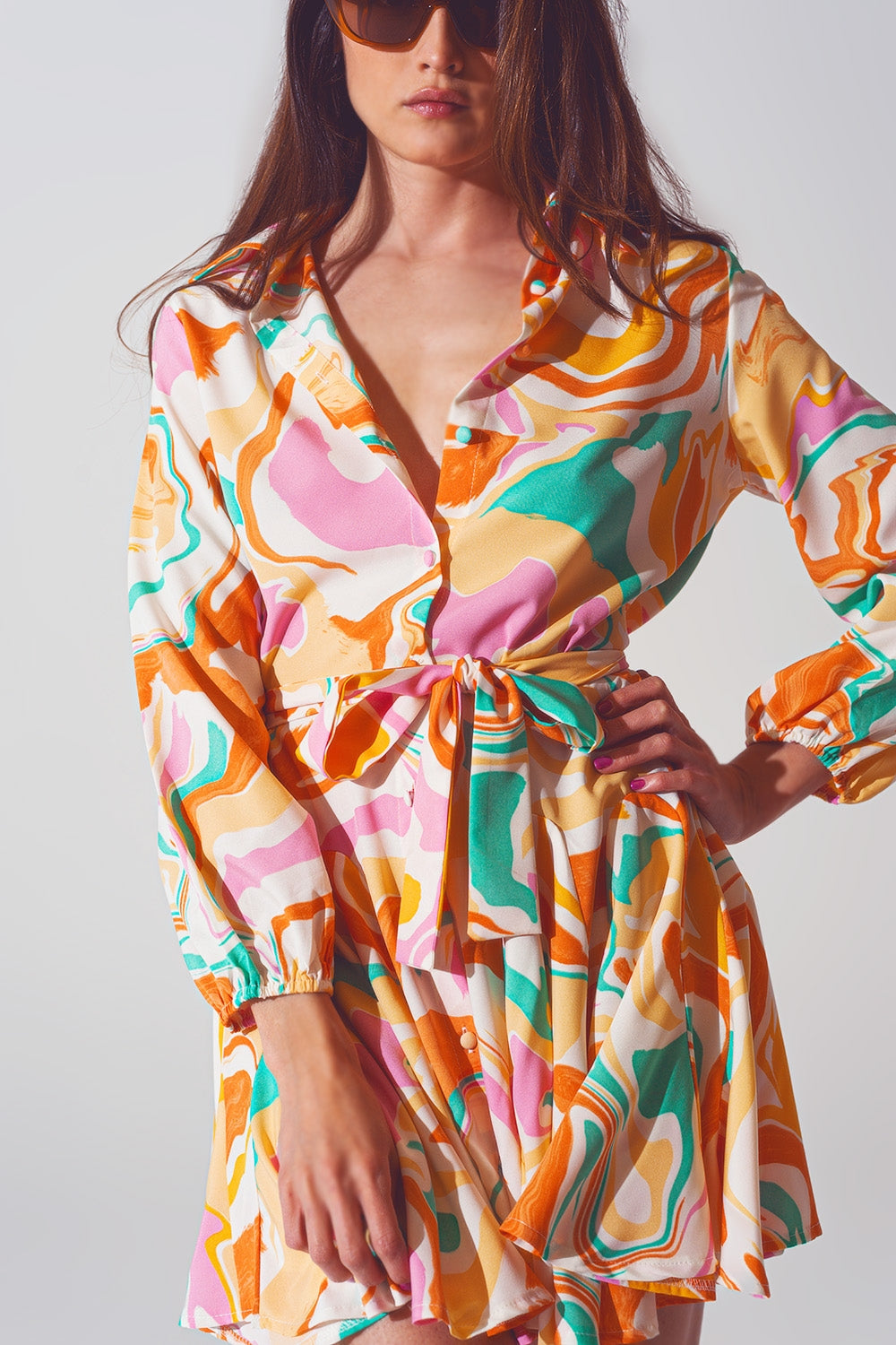 Robe imprimée psychédélique en multicolore