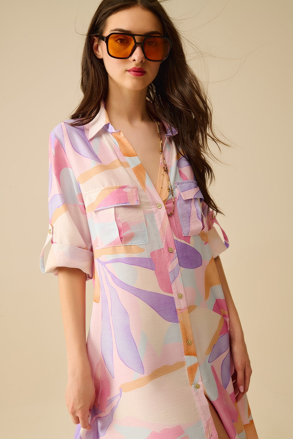 Robe longue à imprimé floral aquarelle pastel