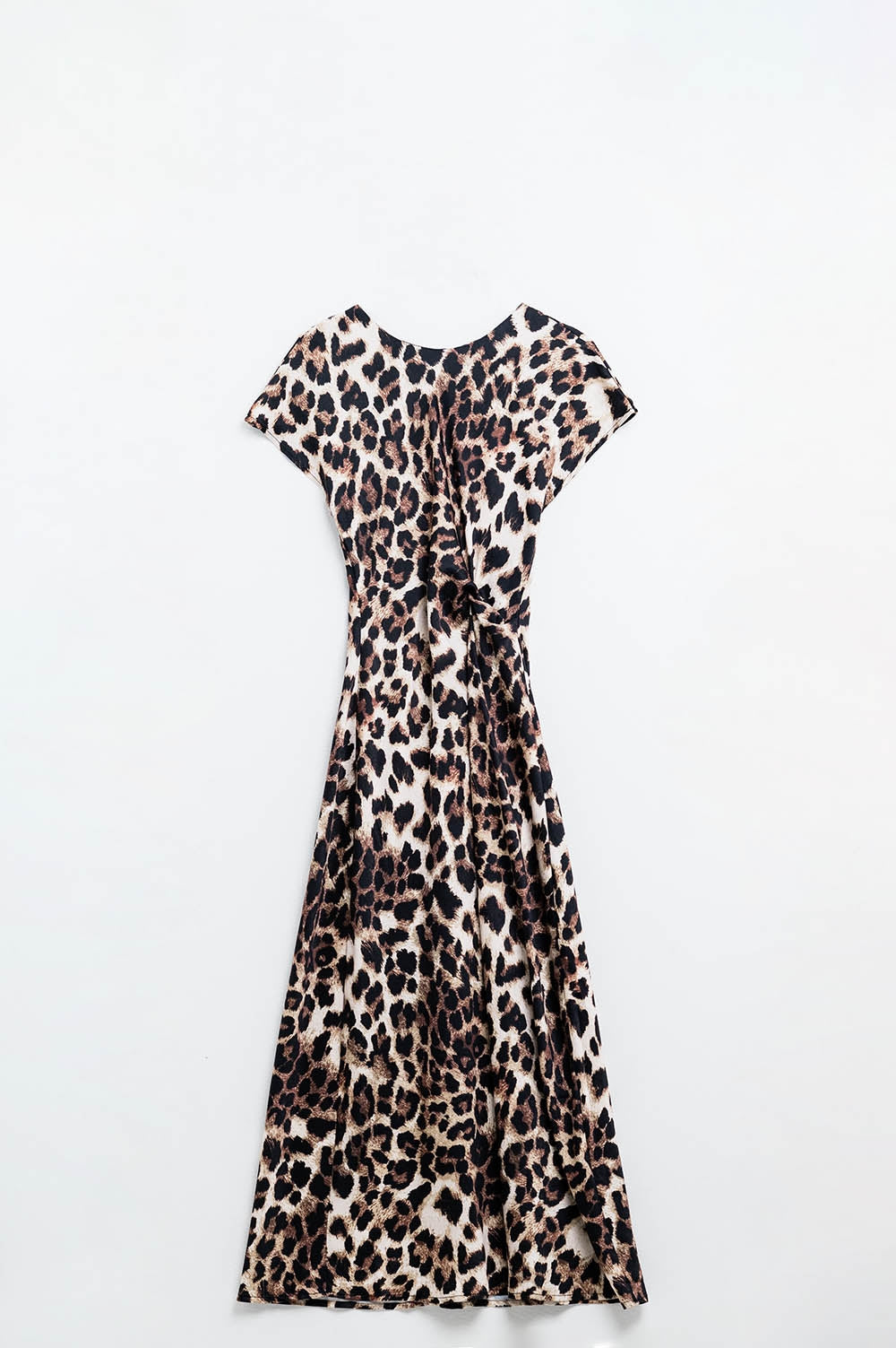 Robe longue à imprimé léopard avec détail noué à la taille