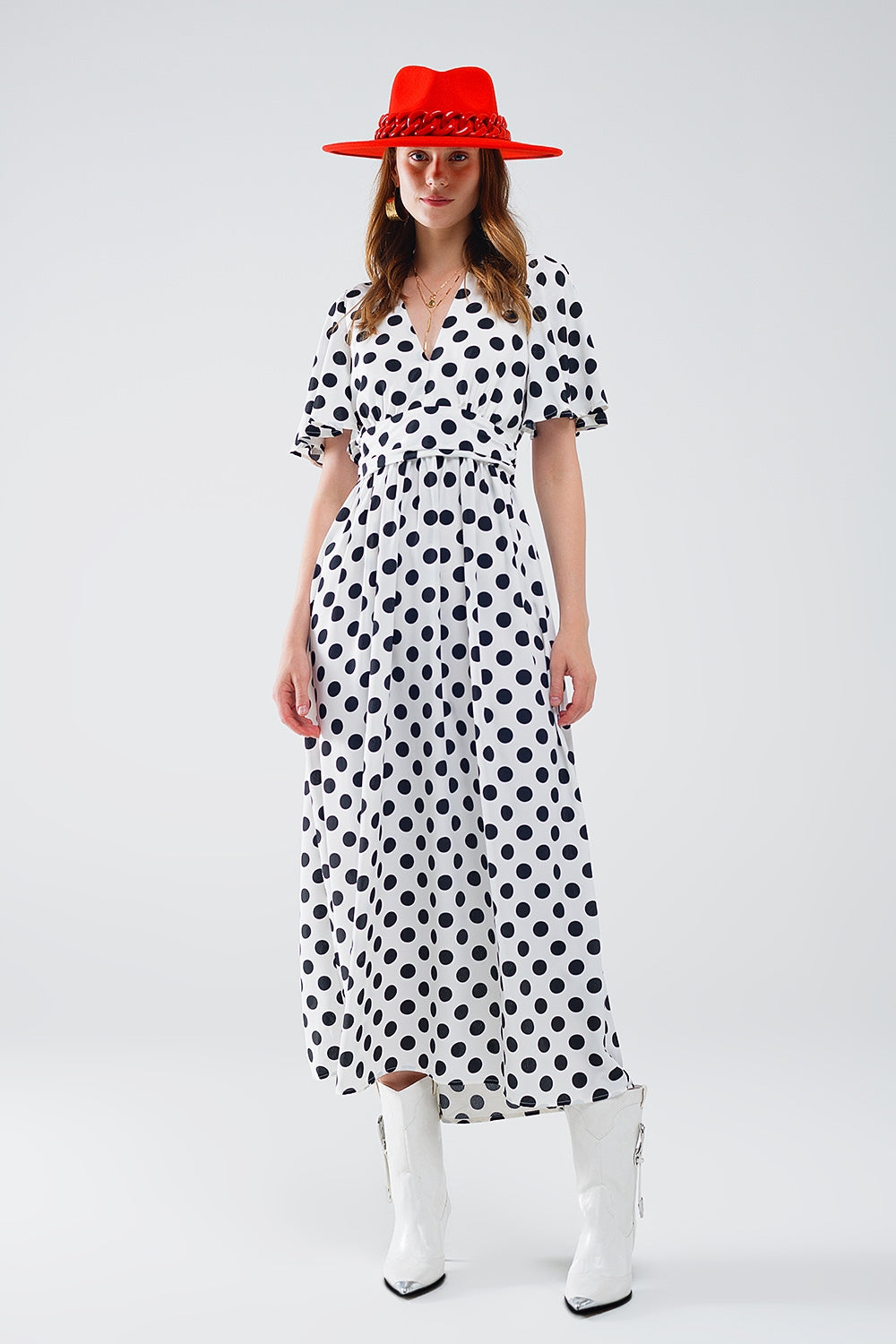 Q2 Robe longue à pois avec dos ouvert
