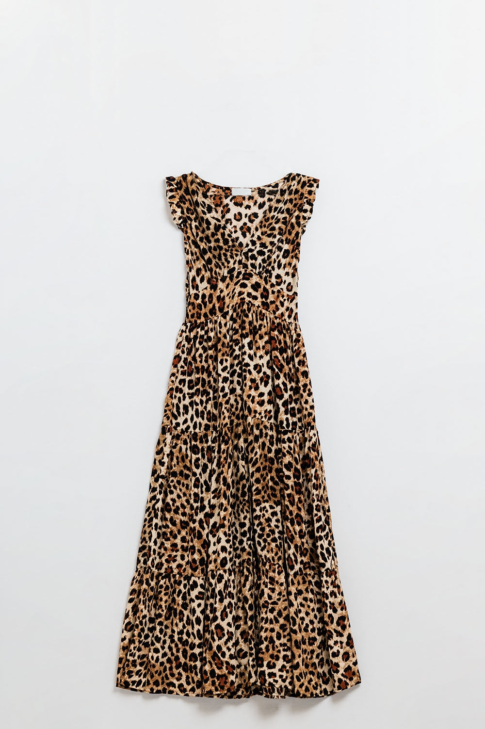 Robe longue à taille cintrée en imprimé léopard