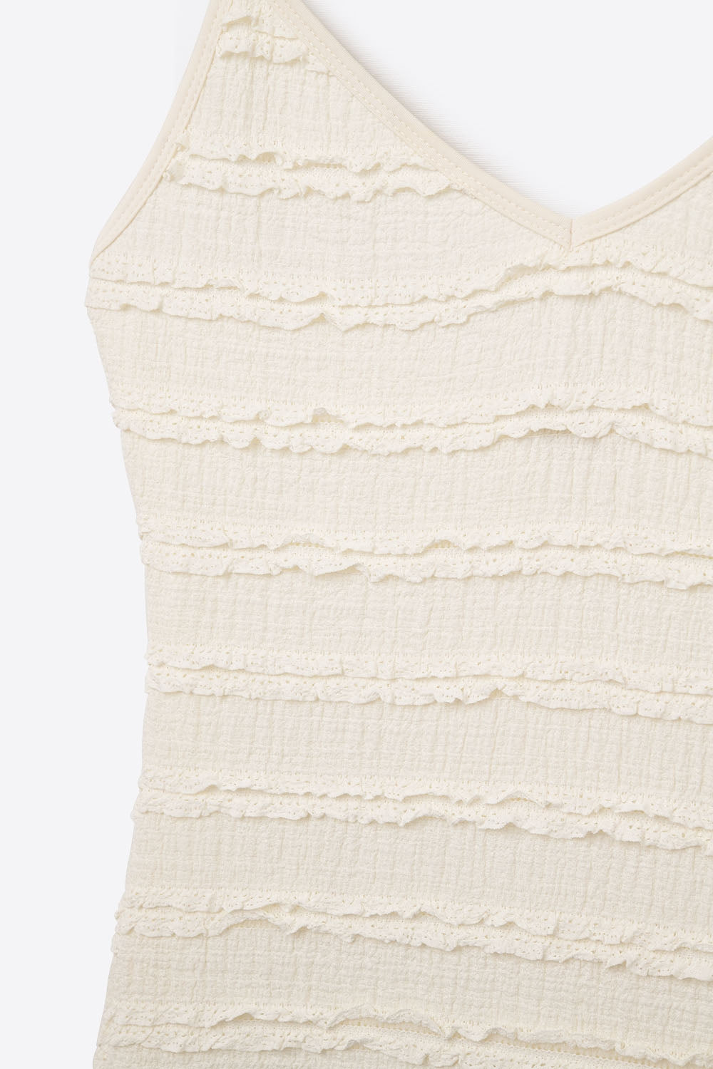 Robe longue à volants et fente en couleur crème