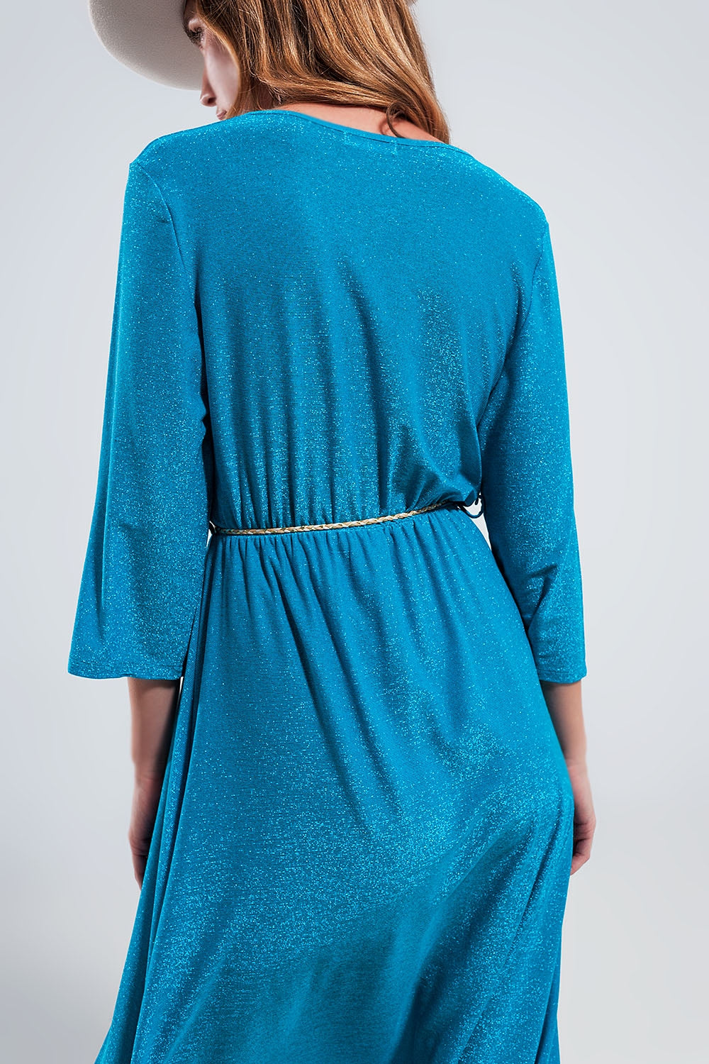 Robe longue bleu brillant