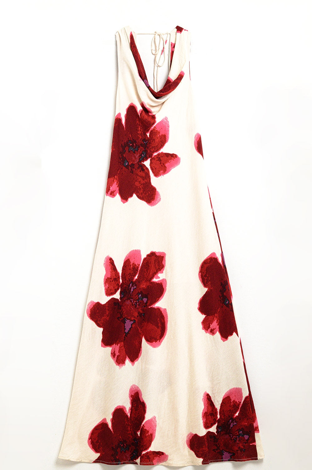 Robe longue fluide sans manches à imprimé floral