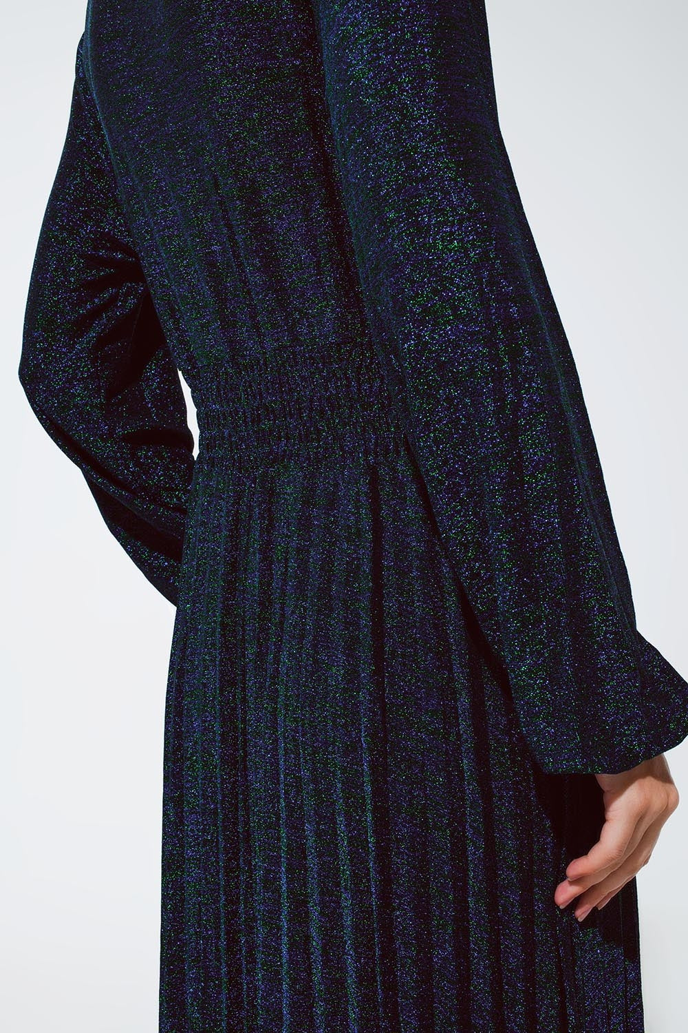 Robe maxi à manches longues avec paillettes en vert