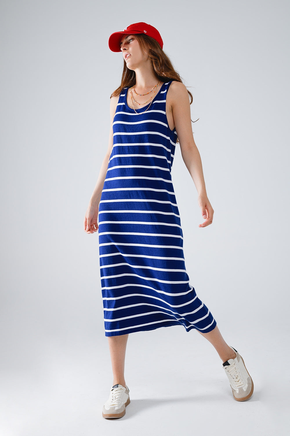 Robe maxi avec débardeur et encolure dégagée en bleu marine