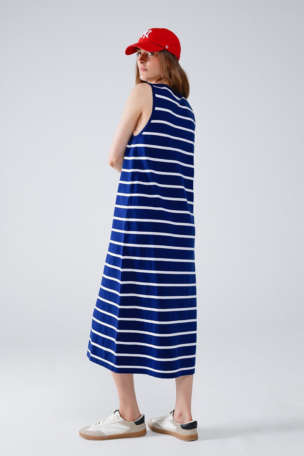 Robe maxi avec débardeur et encolure dégagée en bleu marine