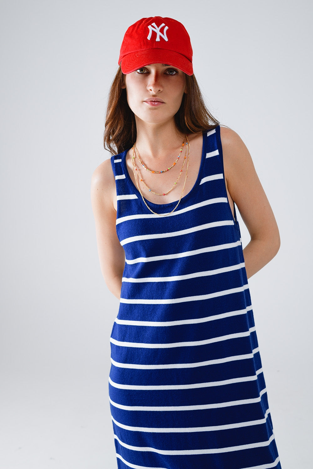 Robe maxi avec débardeur et encolure dégagée en bleu marine