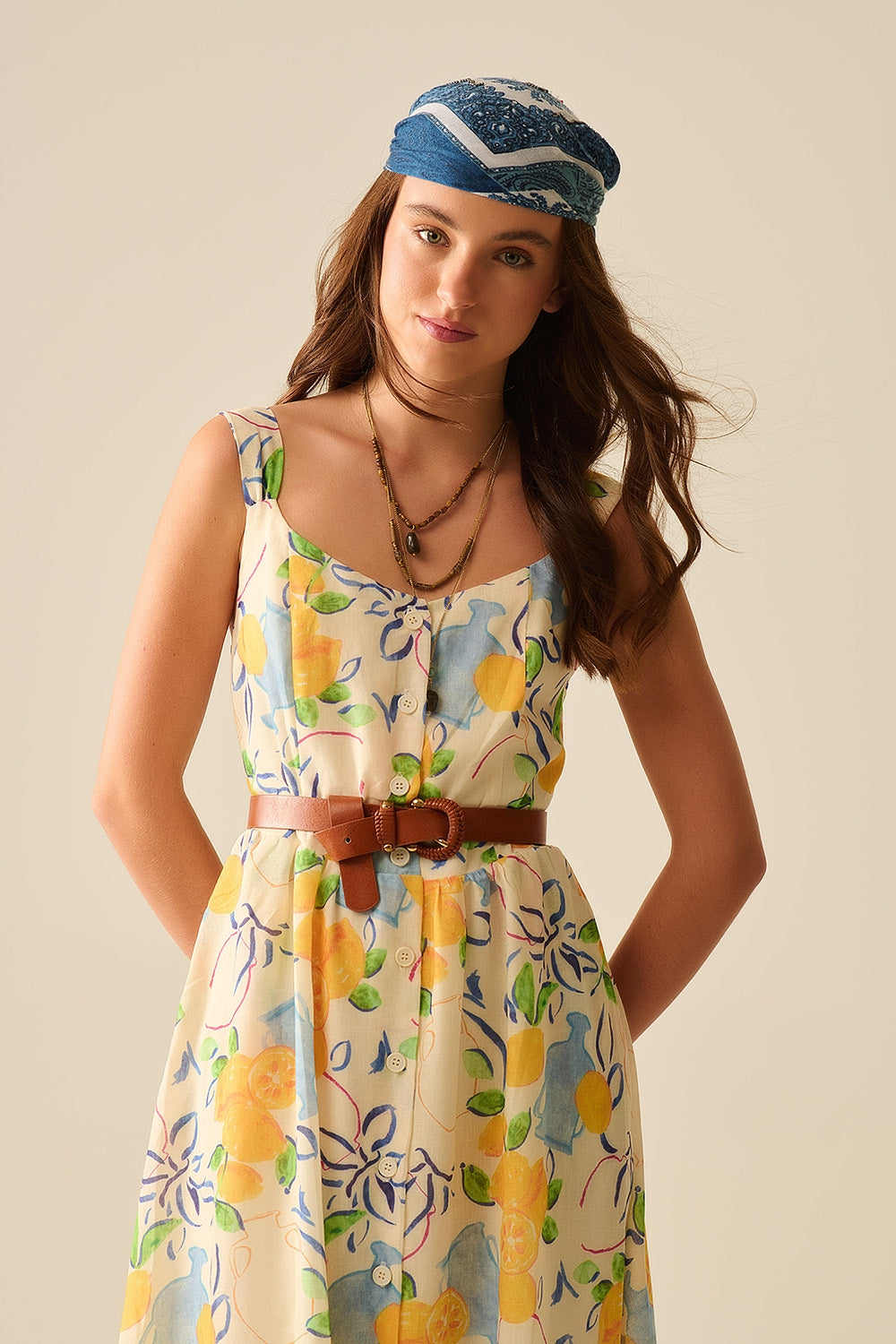 robe maxi blanche sans bretelles avec imprimé citron