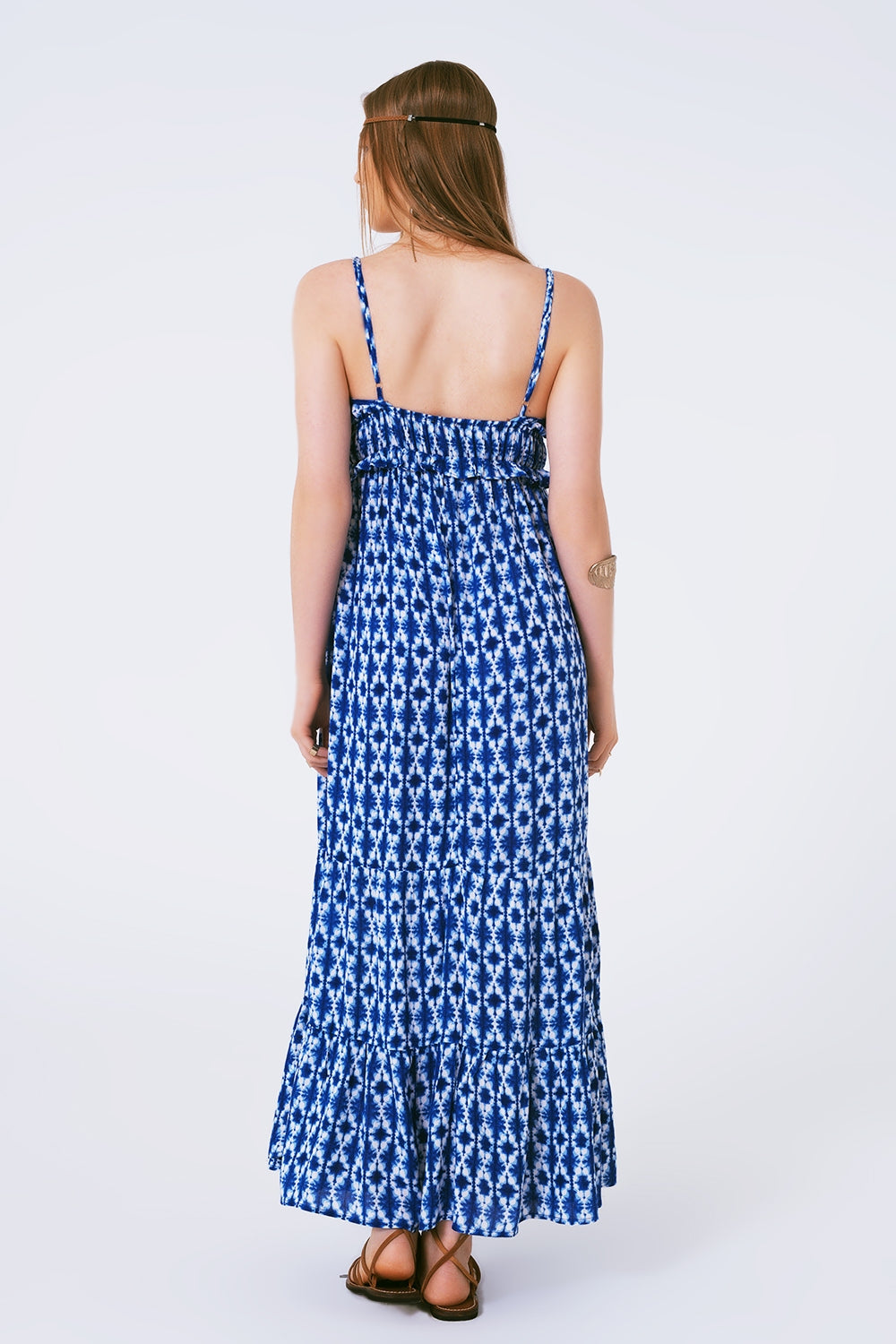 Robe maxi imprimée à bretelles boho