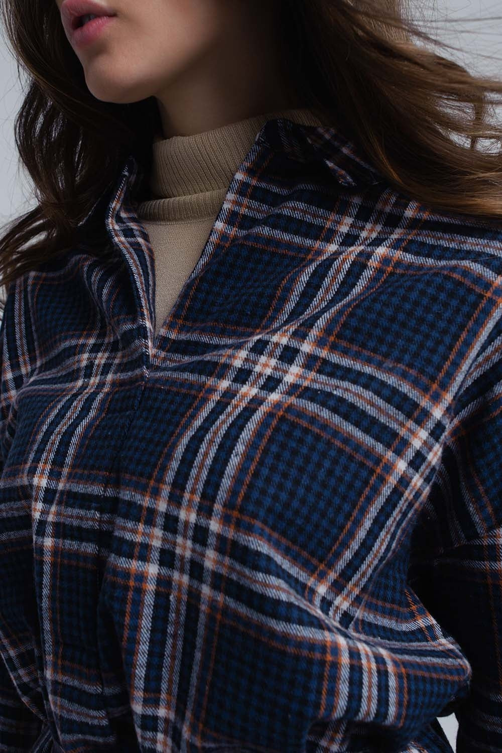 Robe midi à carreaux navy