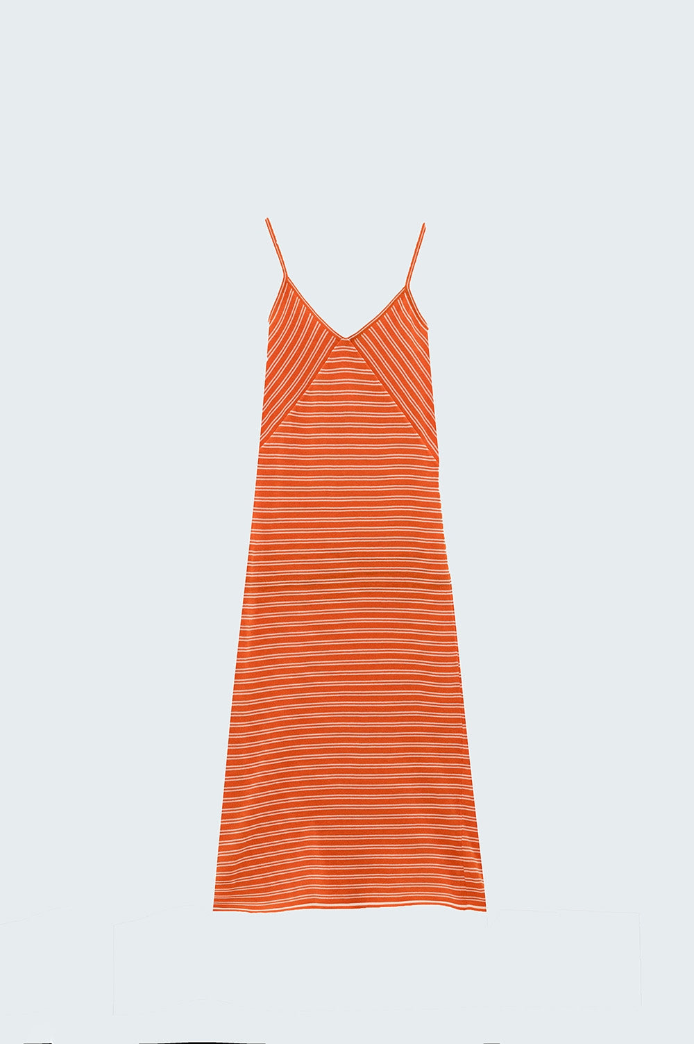 Robe midi à rayures et à bretelles spaghetti