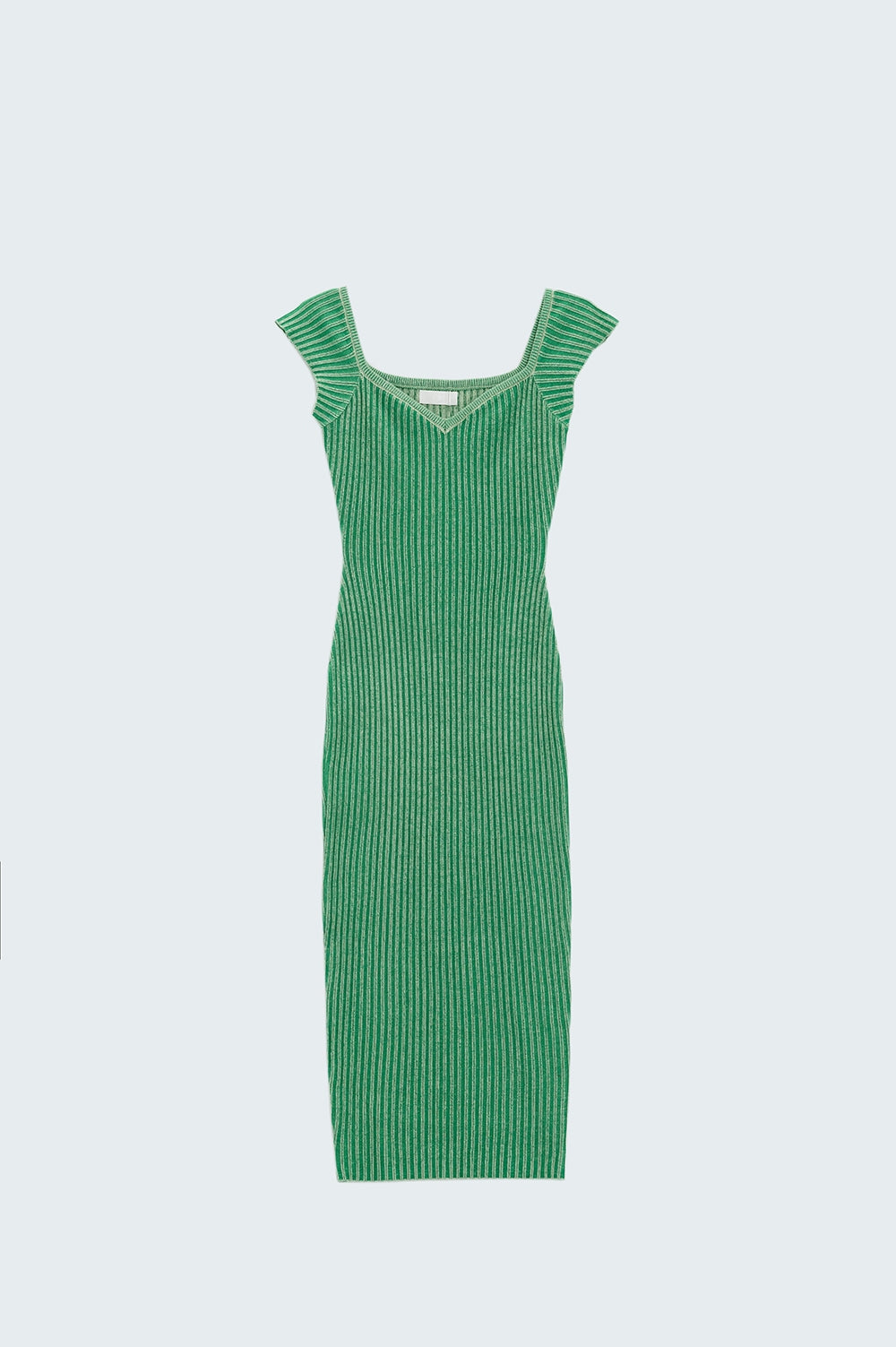 Robe midi en côtes épaisses à manches courtes