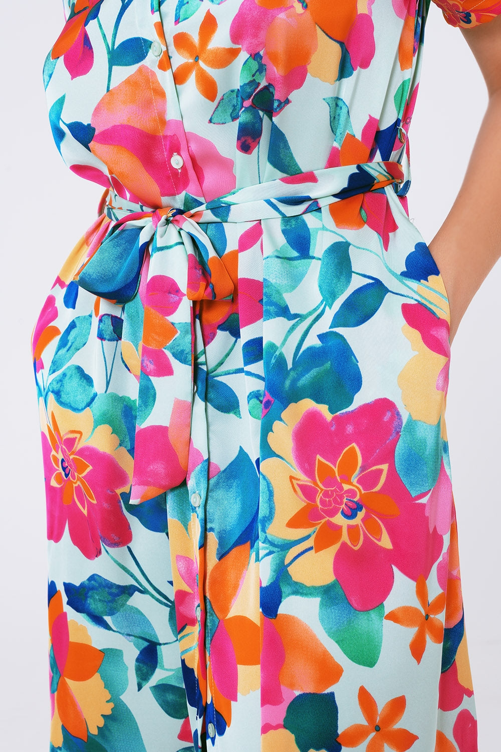 robe midi en satin doux avec imprimé fleuri