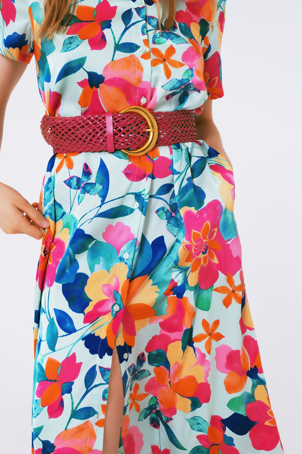 robe midi en satin doux avec imprimé fleuri