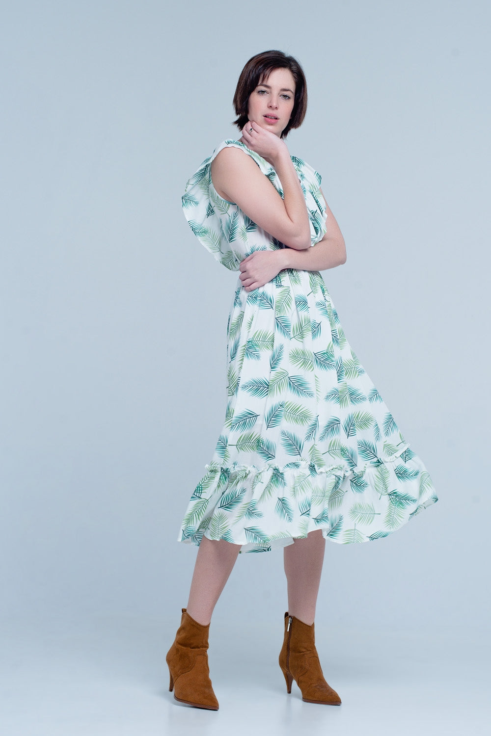 Robe Midi imprimé vert