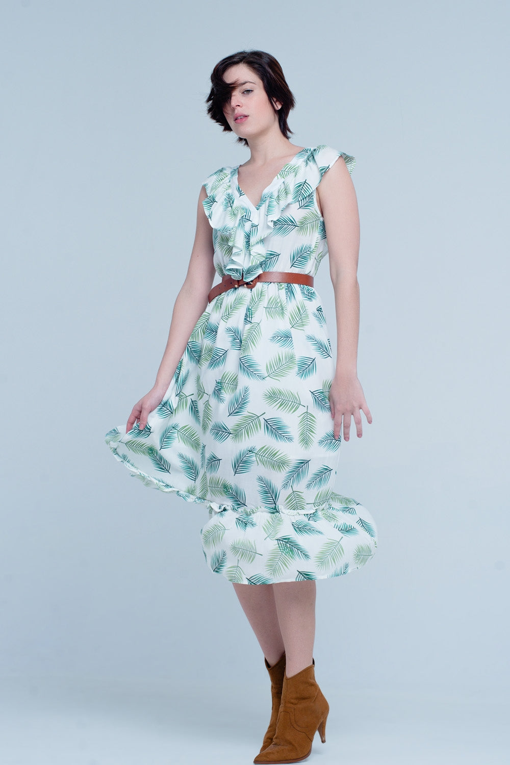 Robe Midi imprimé vert