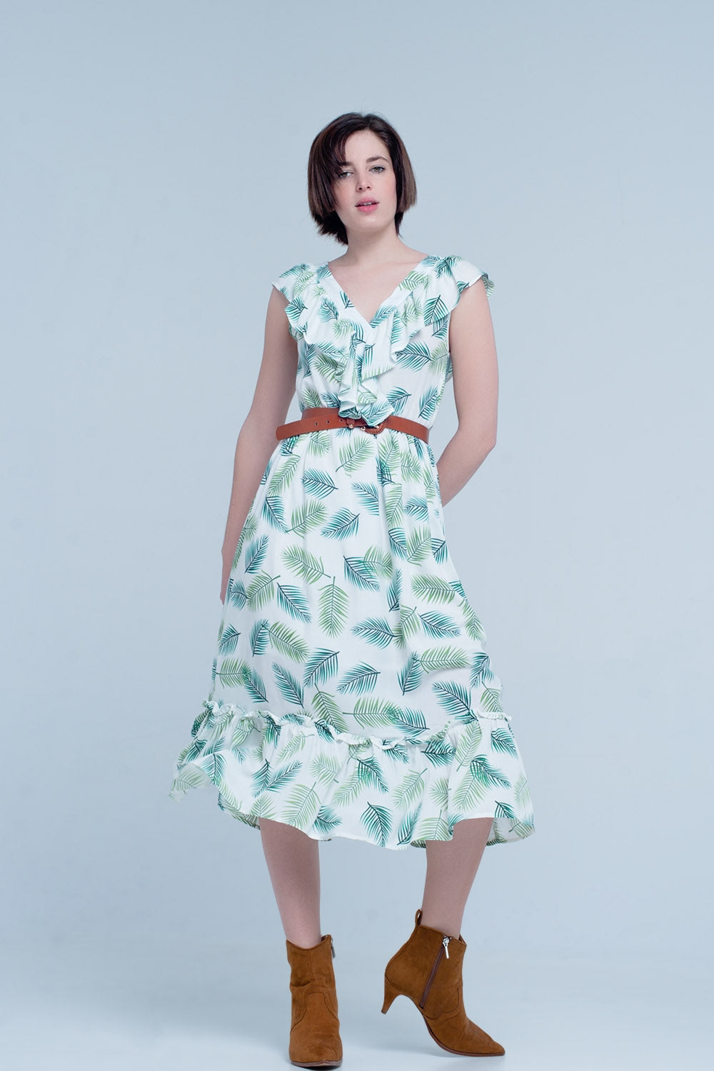 Robe Midi imprimé vert