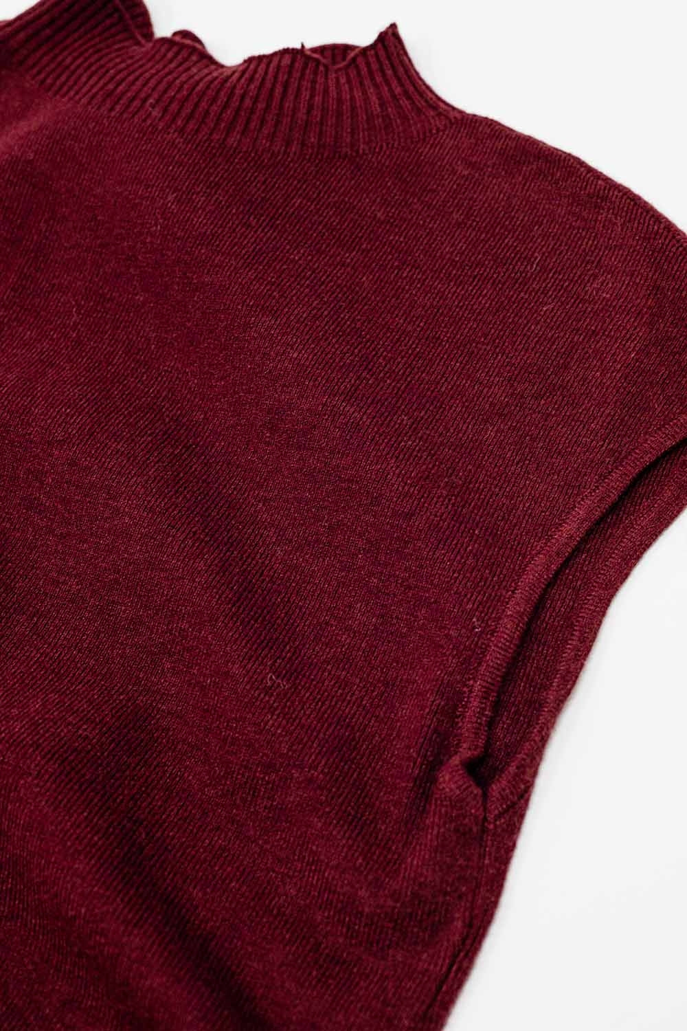 robe midi moulante sans manches bordeaux