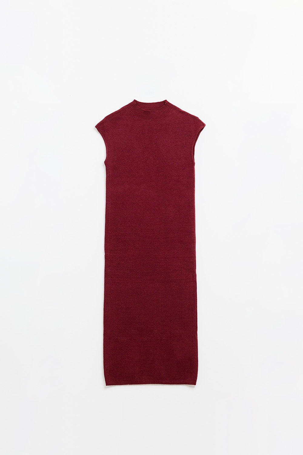 robe midi moulante sans manches bordeaux
