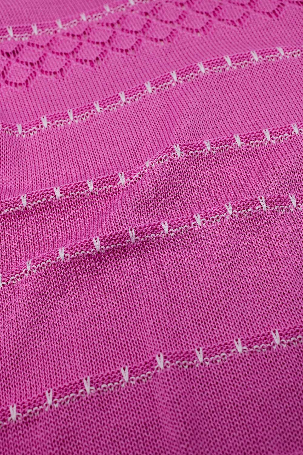 Robe midi sans manches à col en V et motif en crochet fuchsia