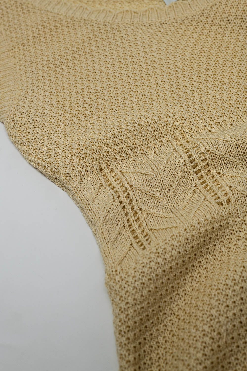 Robe midi sans manches en maille beige à col rond