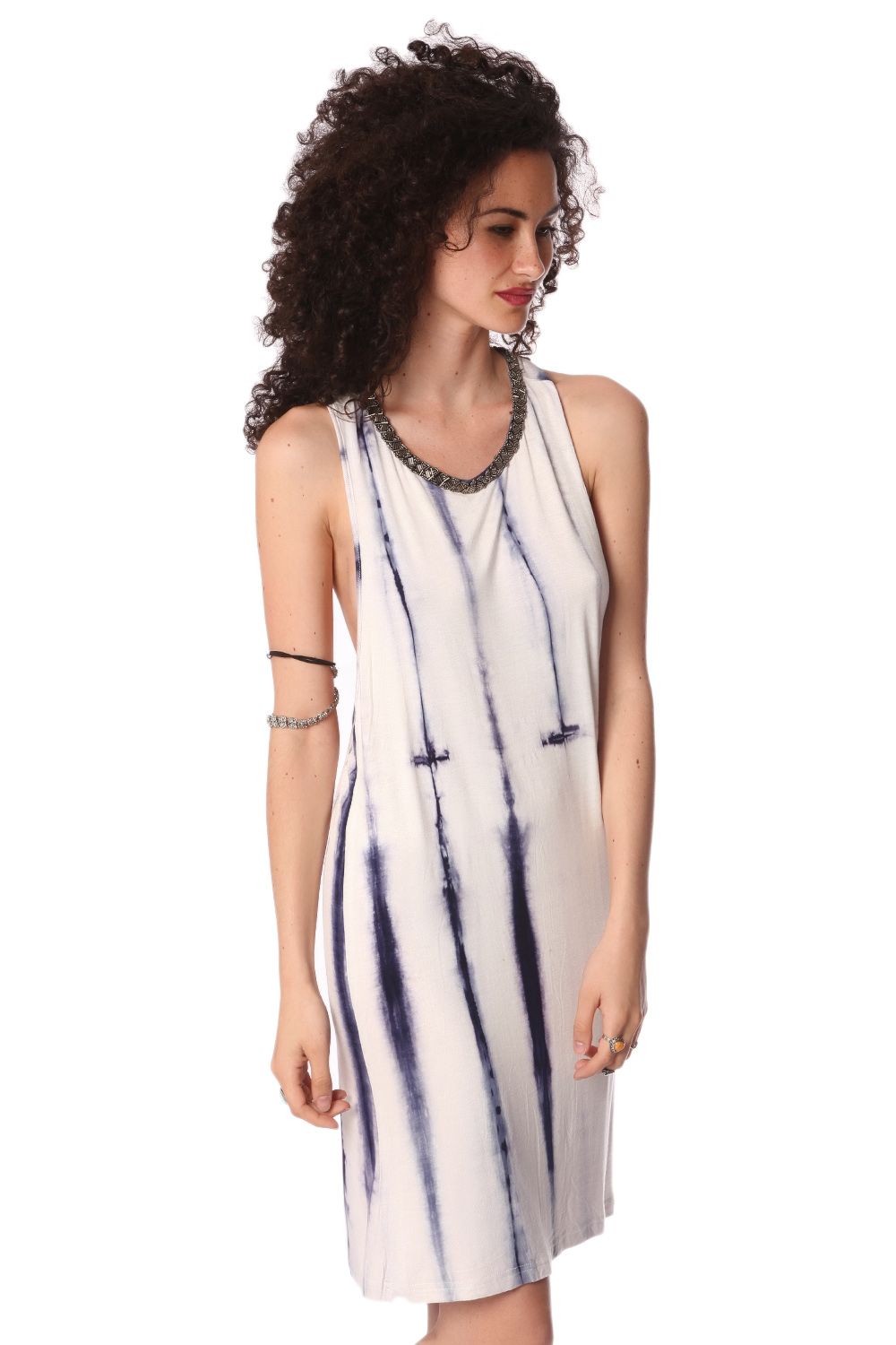 Q2 Robe nuisette effet tie-dye bleu