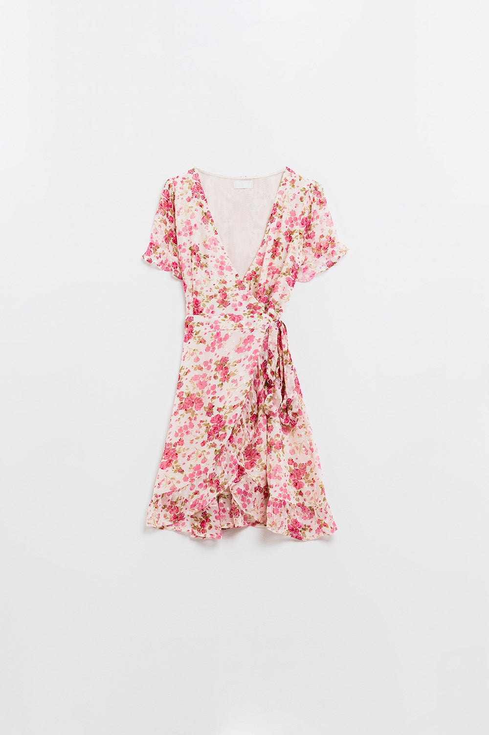 Robe portefeuille courte Plumetti à imprimé floral rose