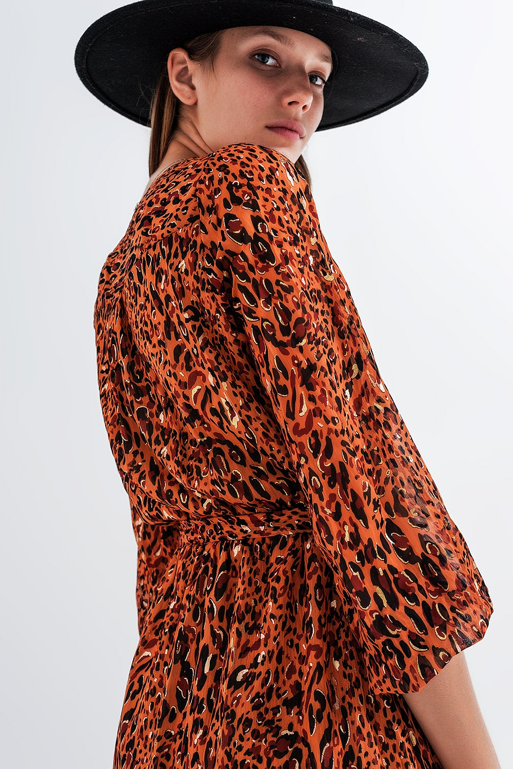 Robe portefeuille longue à imprimé animal